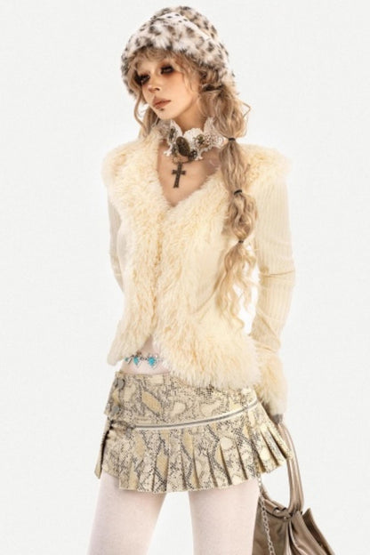 Retro Snake Print Leather Skirt