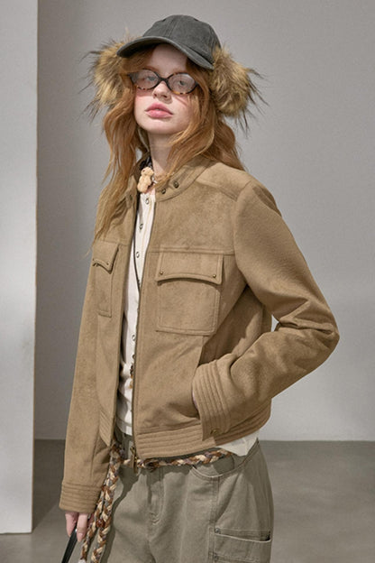 Suede Tailored Short Jacket