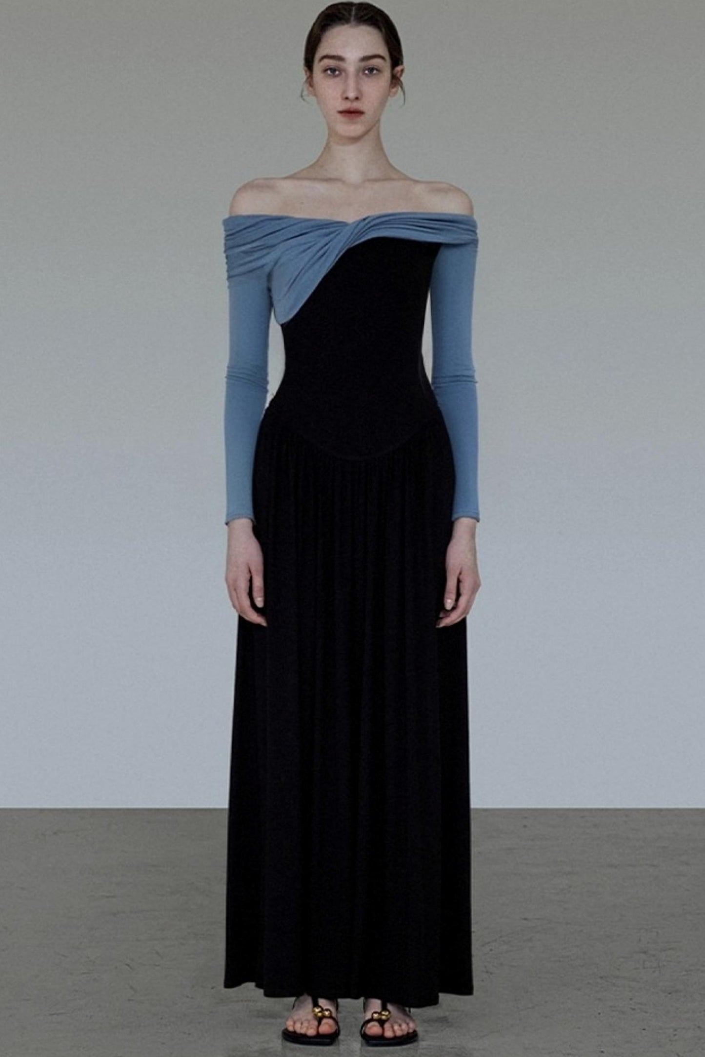 French Autumn One-Shoulder Knitted Dress