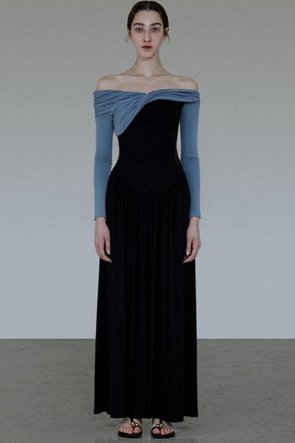 French Autumn One-Shoulder Knitted Dress