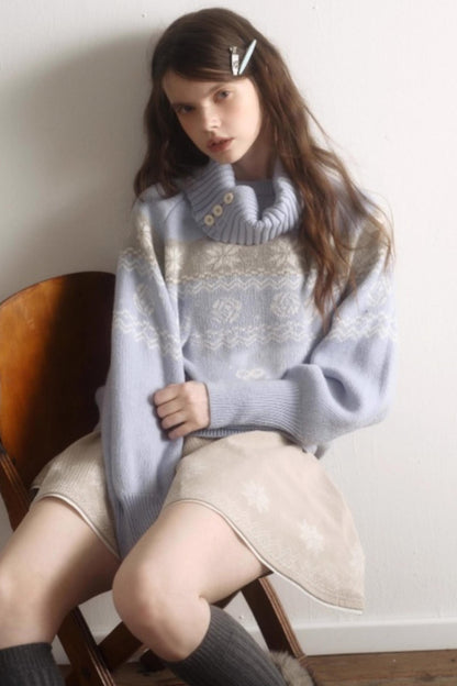 Velvet Cat Patch Wool Sweater Set-Up