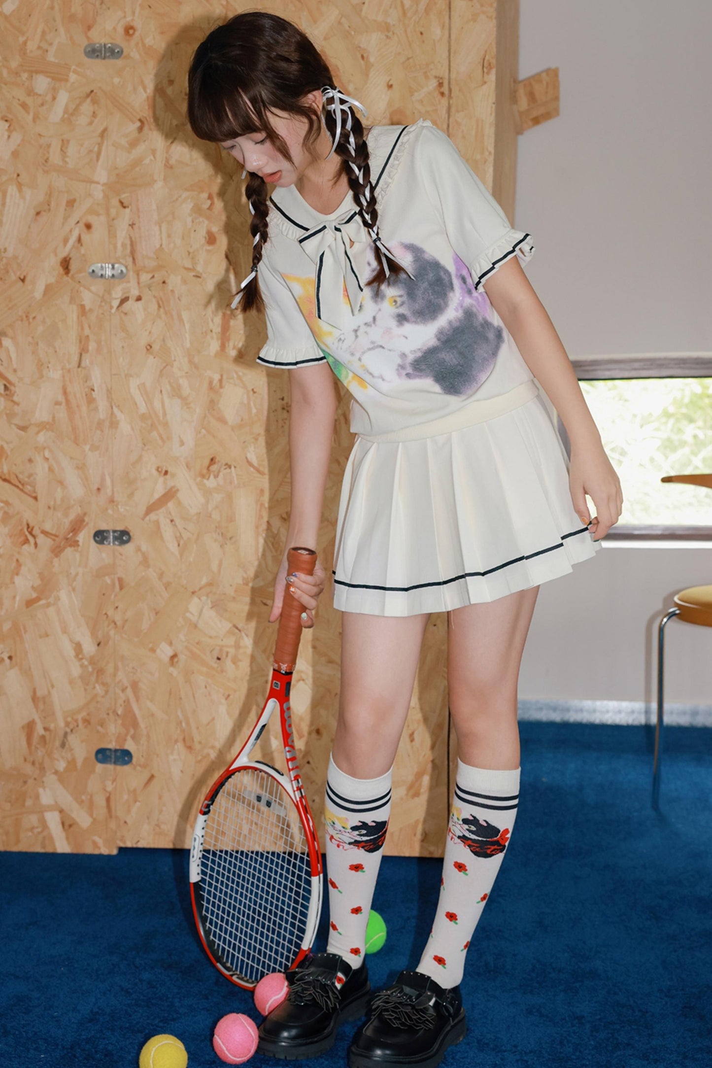 Kitten Print Sporty Style Suit Set-Up