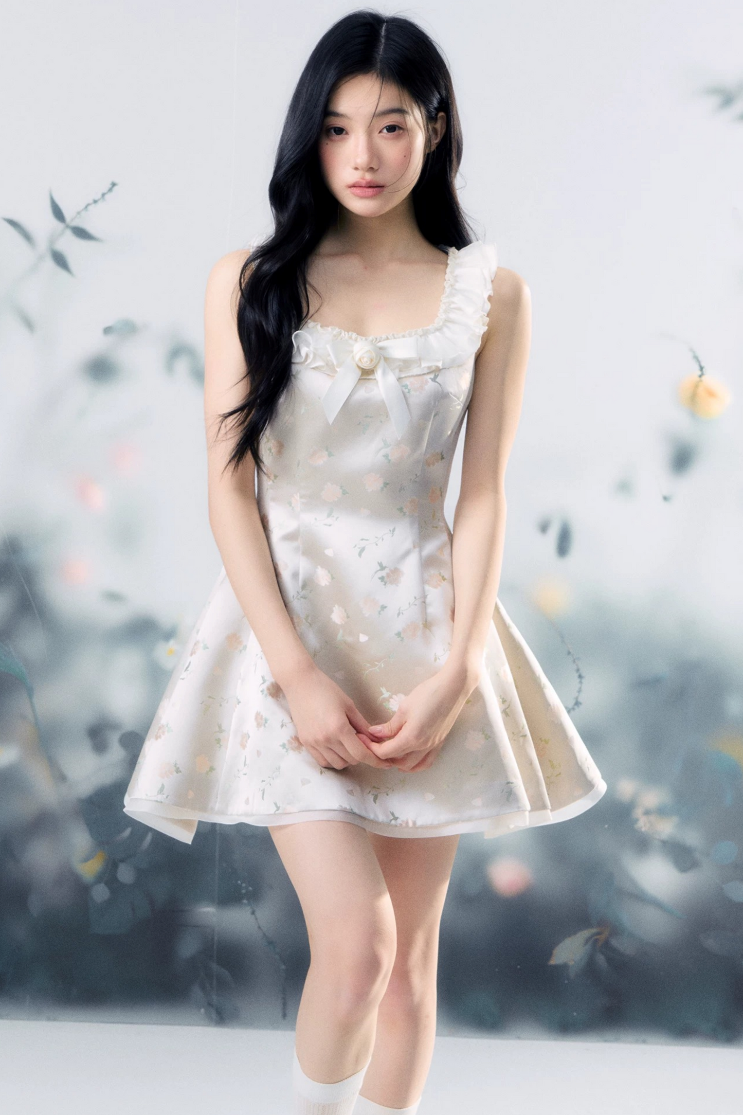 Transparent Rose Jacquard Dress