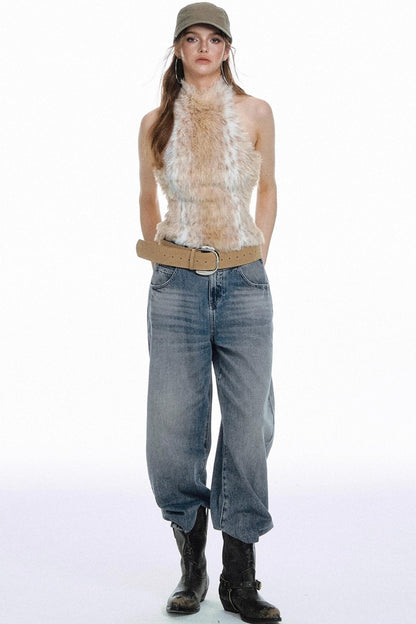 Leopard Print Faux Fur Vest