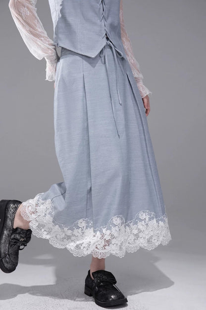 Color-Block Lace Skirt Set
