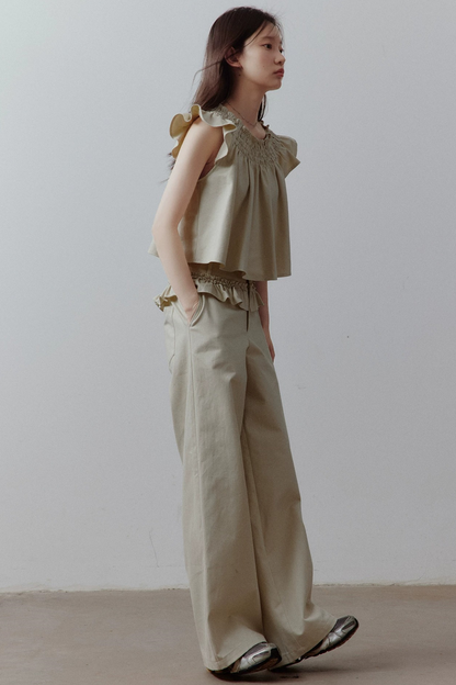 Apricot Gray Babydoll Top