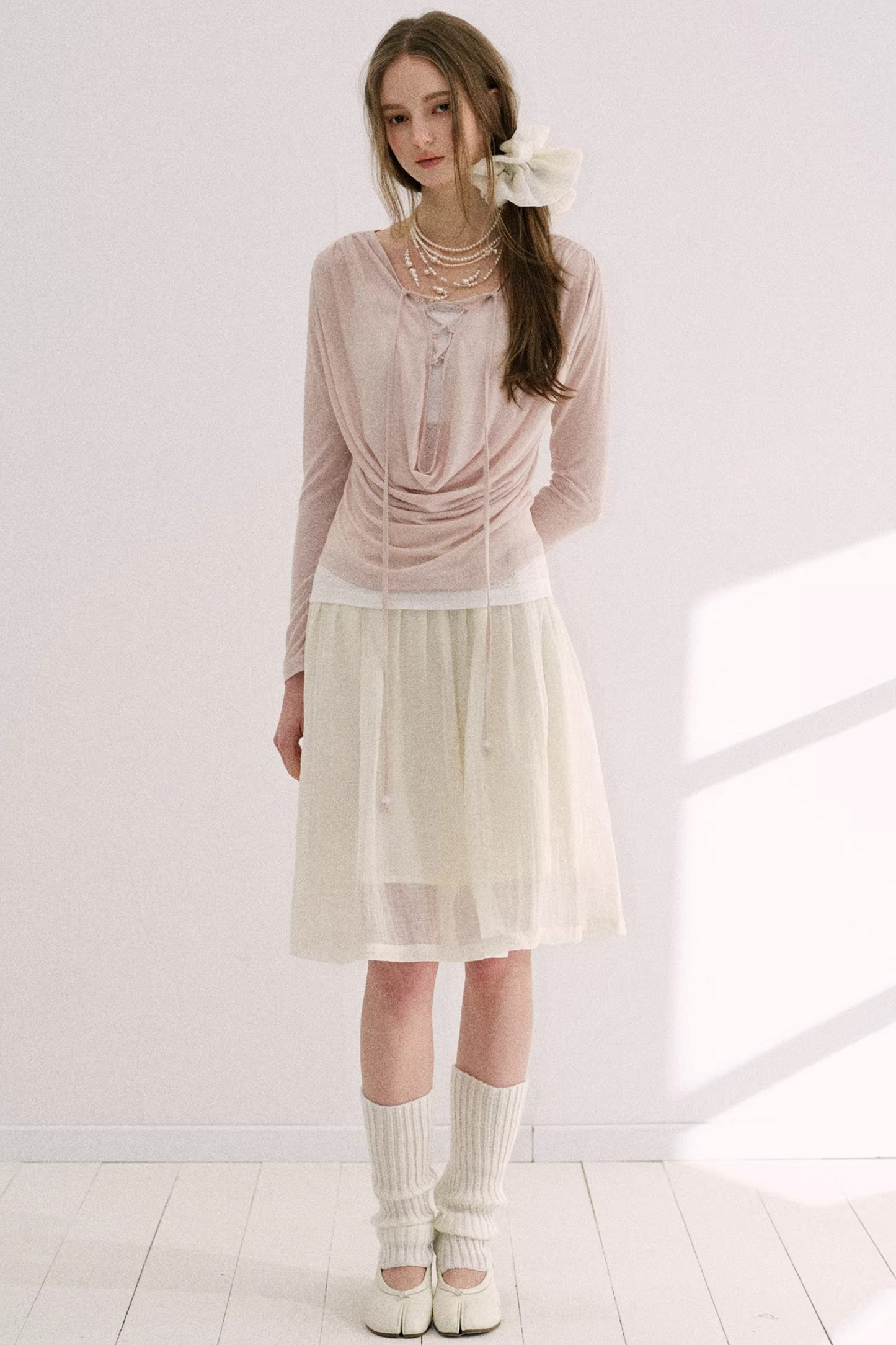 Nude Pink Lyocell Blouse Set-Up
