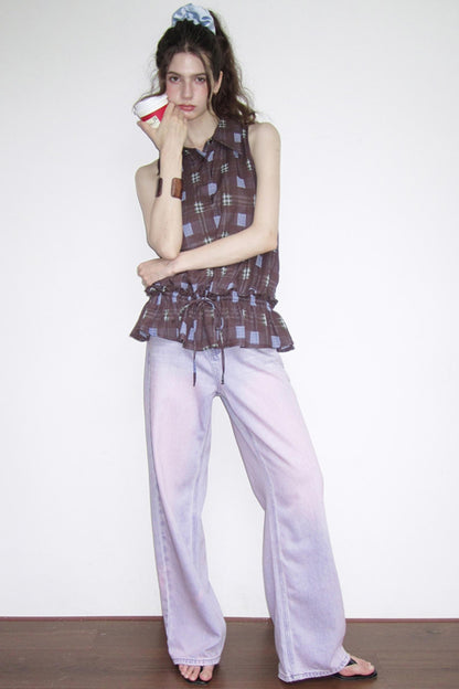 Dali Check Ruffle Top