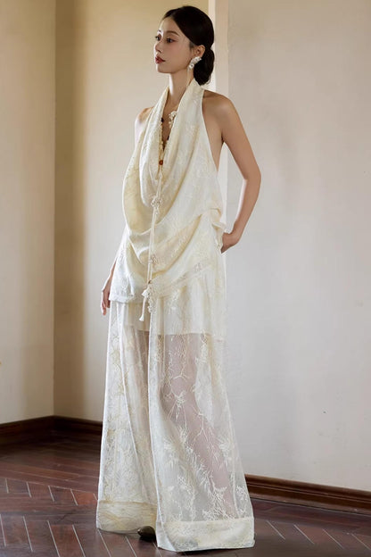 Off-White Draped Halter Top