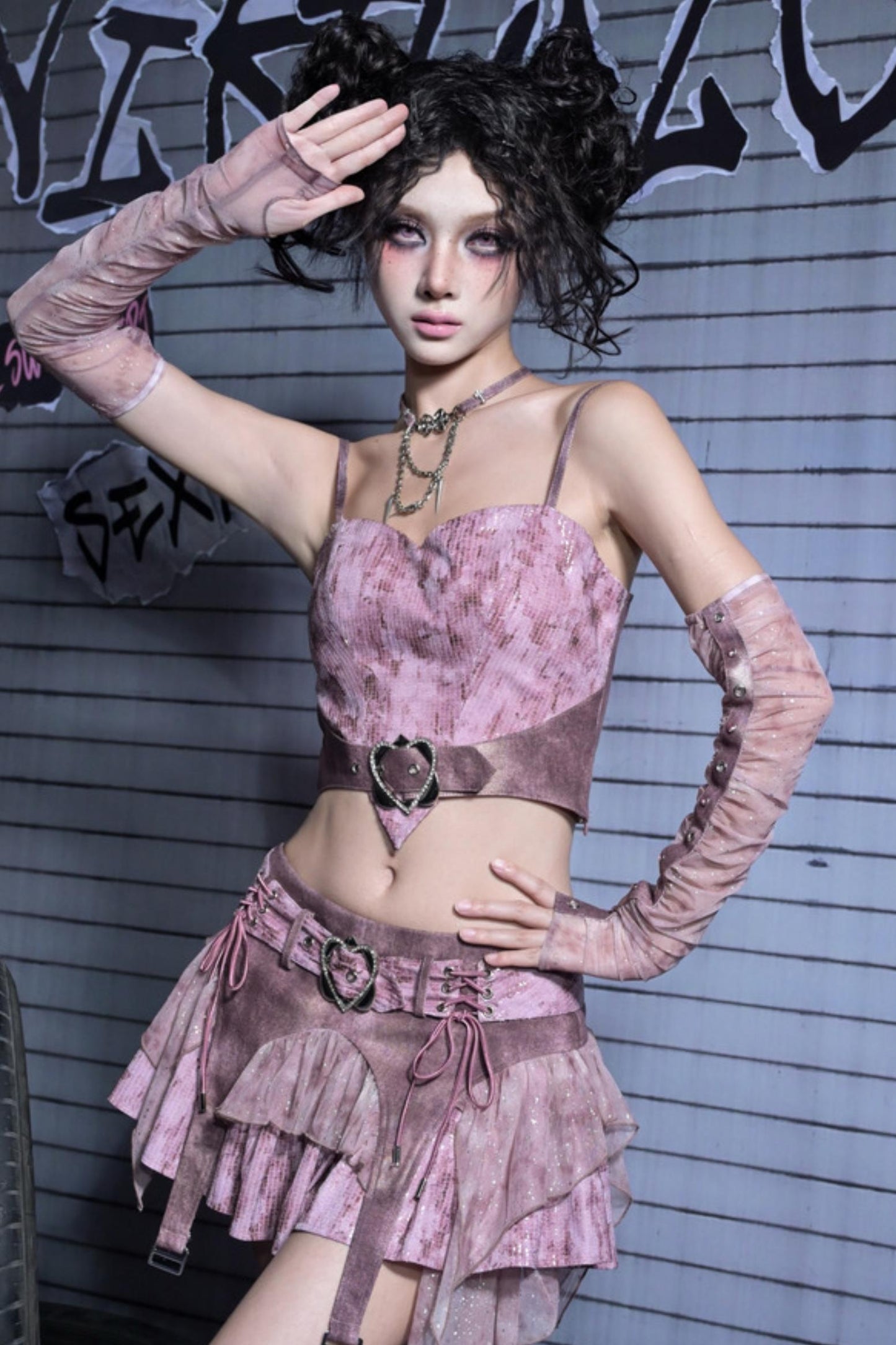 Butterfly Sequins Denim A-Line Skirt