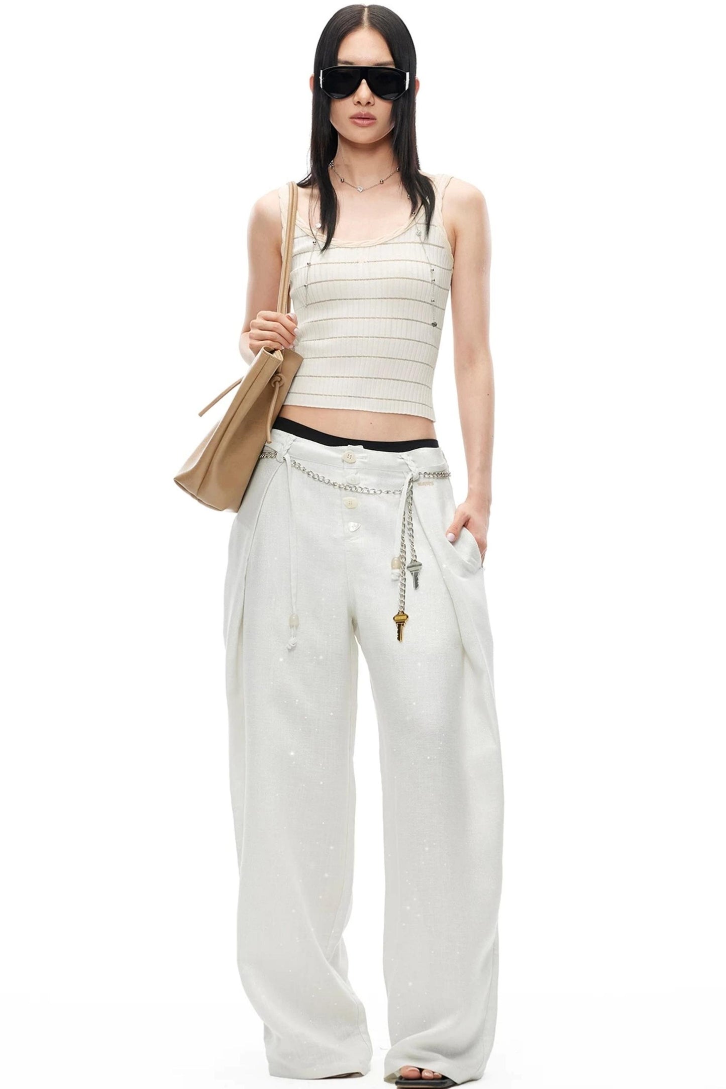 Color-Block Cable Knit Camisole Top