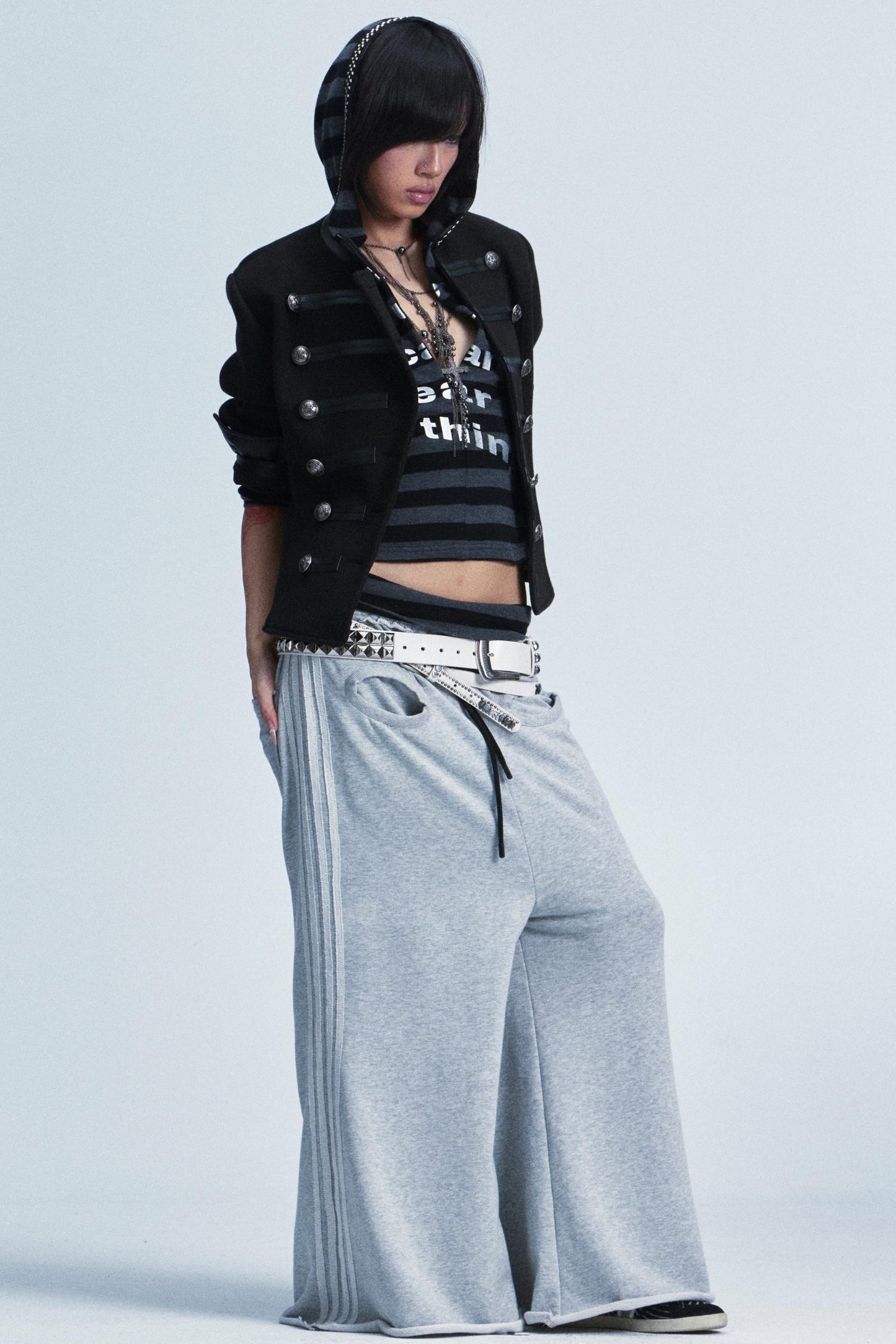 Rivet Striped Top And Shorts Set-Up