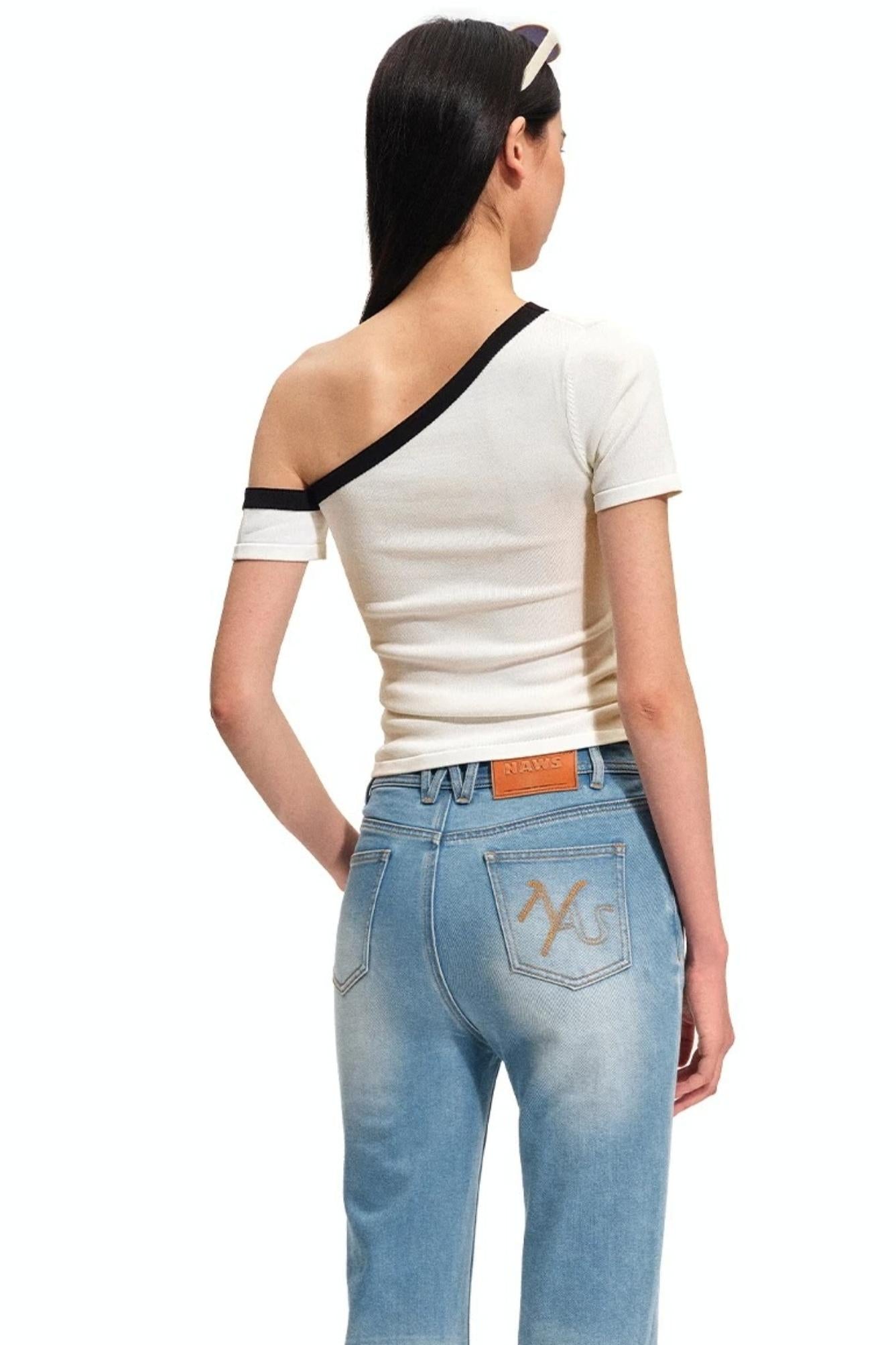 Asymmetrical Ice Linen Top