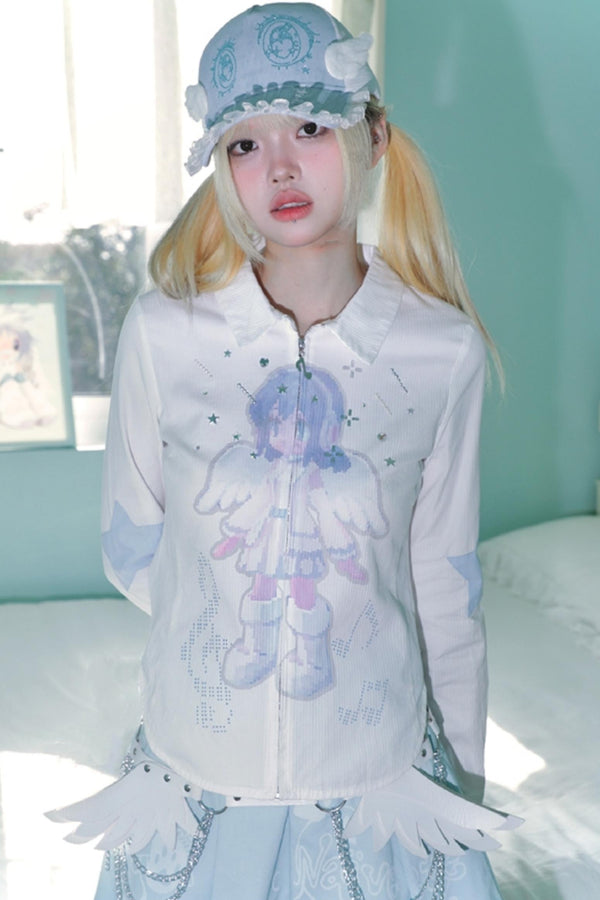 Dreamcore Aqua Stripe Long Sleeve Shirt