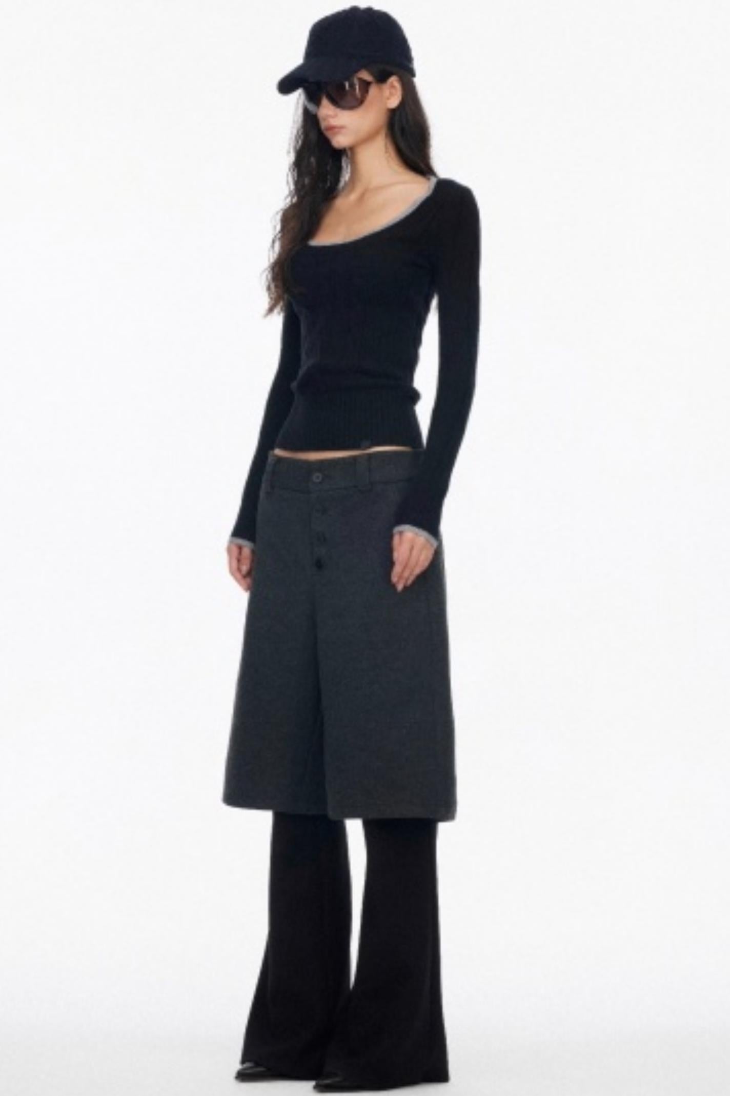 High-End Layered Bootcut Pants