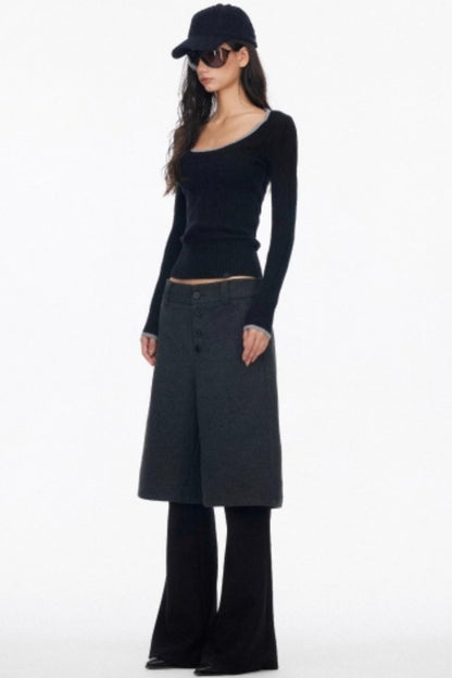 High-End Layered Bootcut Pants