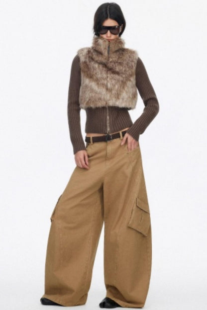 Distressed Wide-Leg Cargo Pants