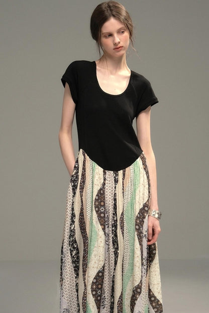 Sweet Vintage Panel Knitted Dress