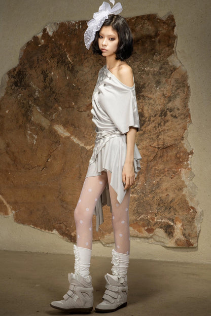 Asymmetrical Retro Off-Shoulder Top