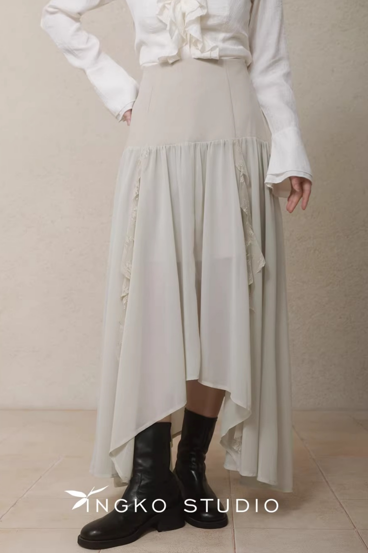 Irregular Hemp Patchwork Skirt