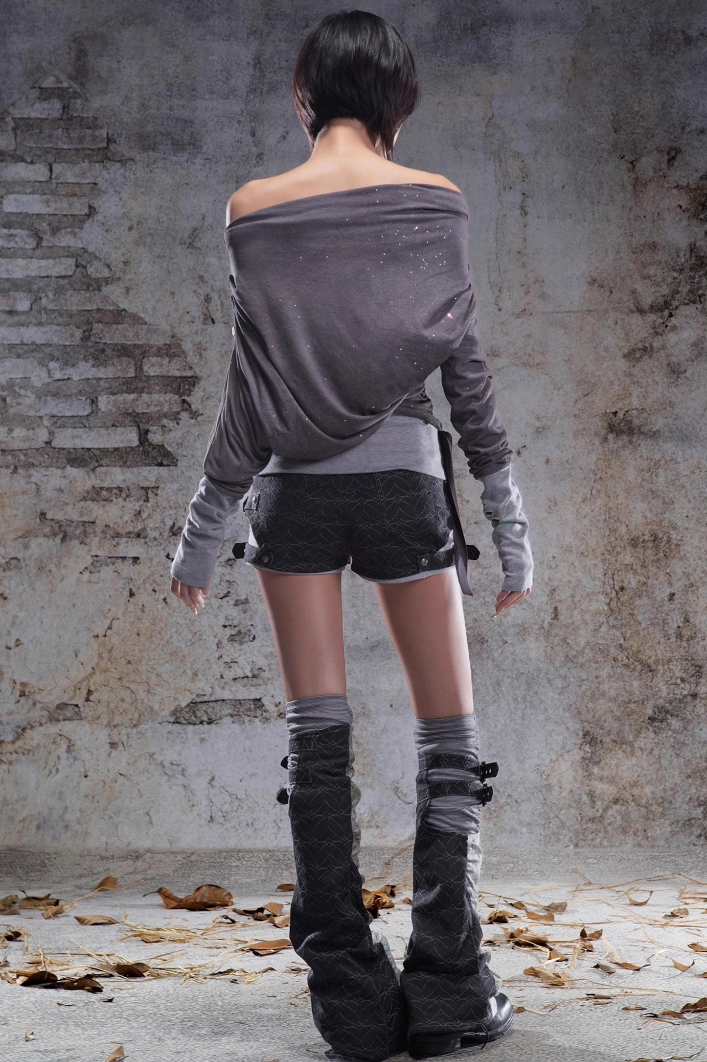 Original Irregular One-Shoulder Knitted Top