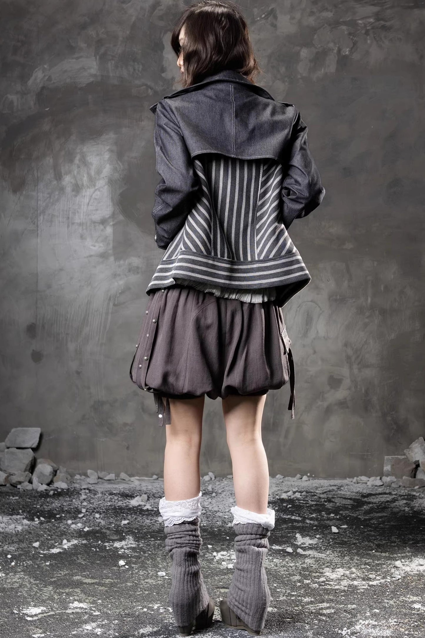 Denim Patchwork Striped Jacket
