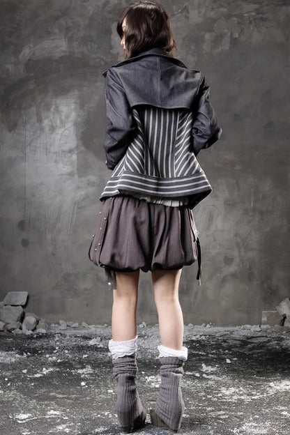 Denim Patchwork Striped Jacket