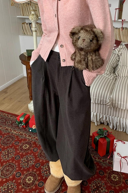 Brown Heart Woolen Pants