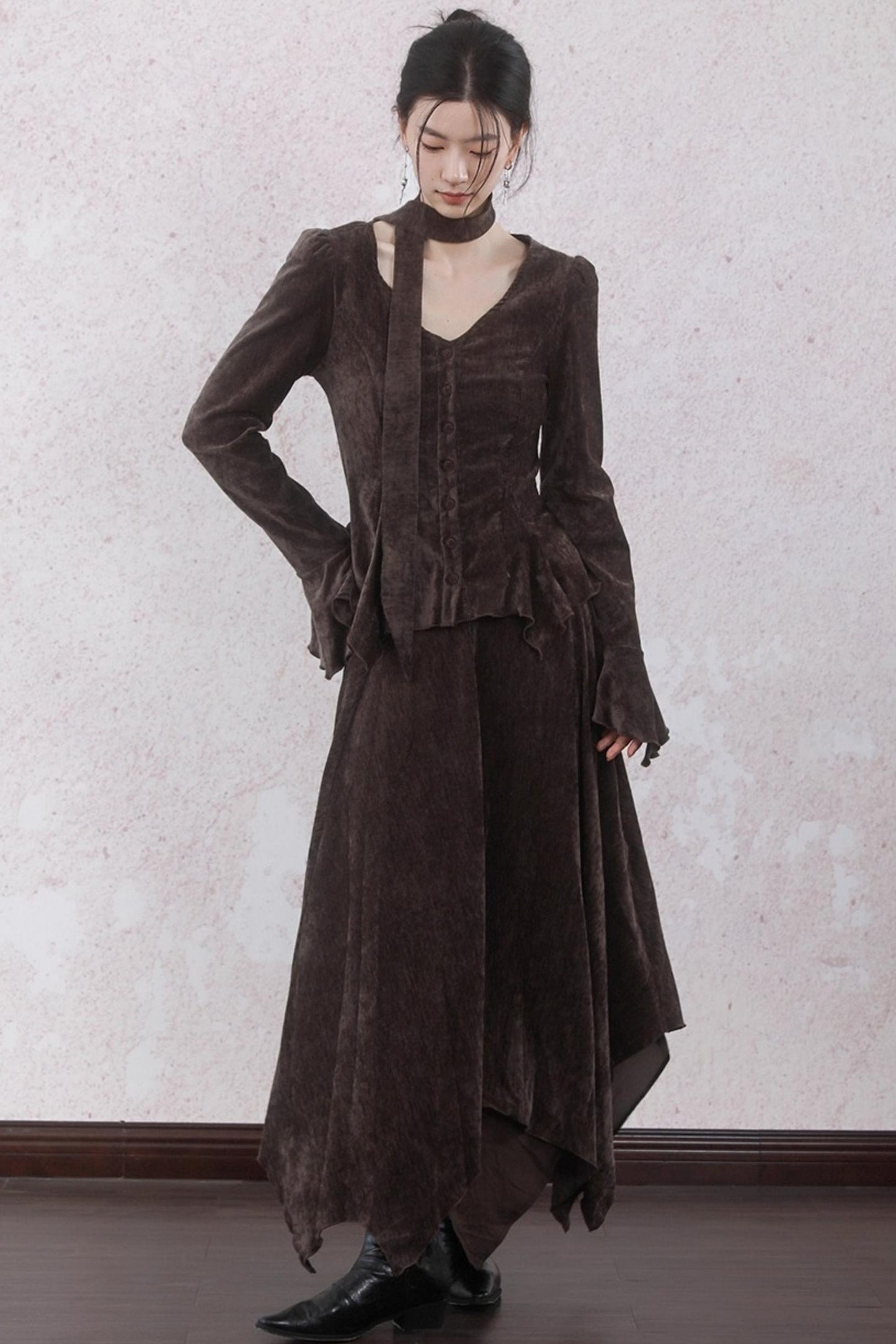 Winter Velvet Top Skirt Set-Up