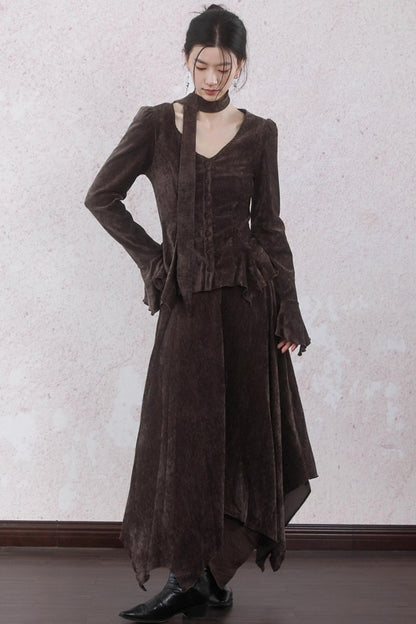 Winter Velvet Top Skirt Set-Up