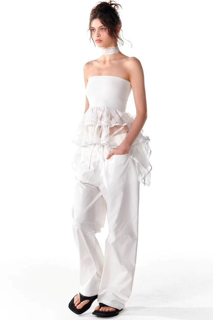 Summer Slim Ruffle Lace Top