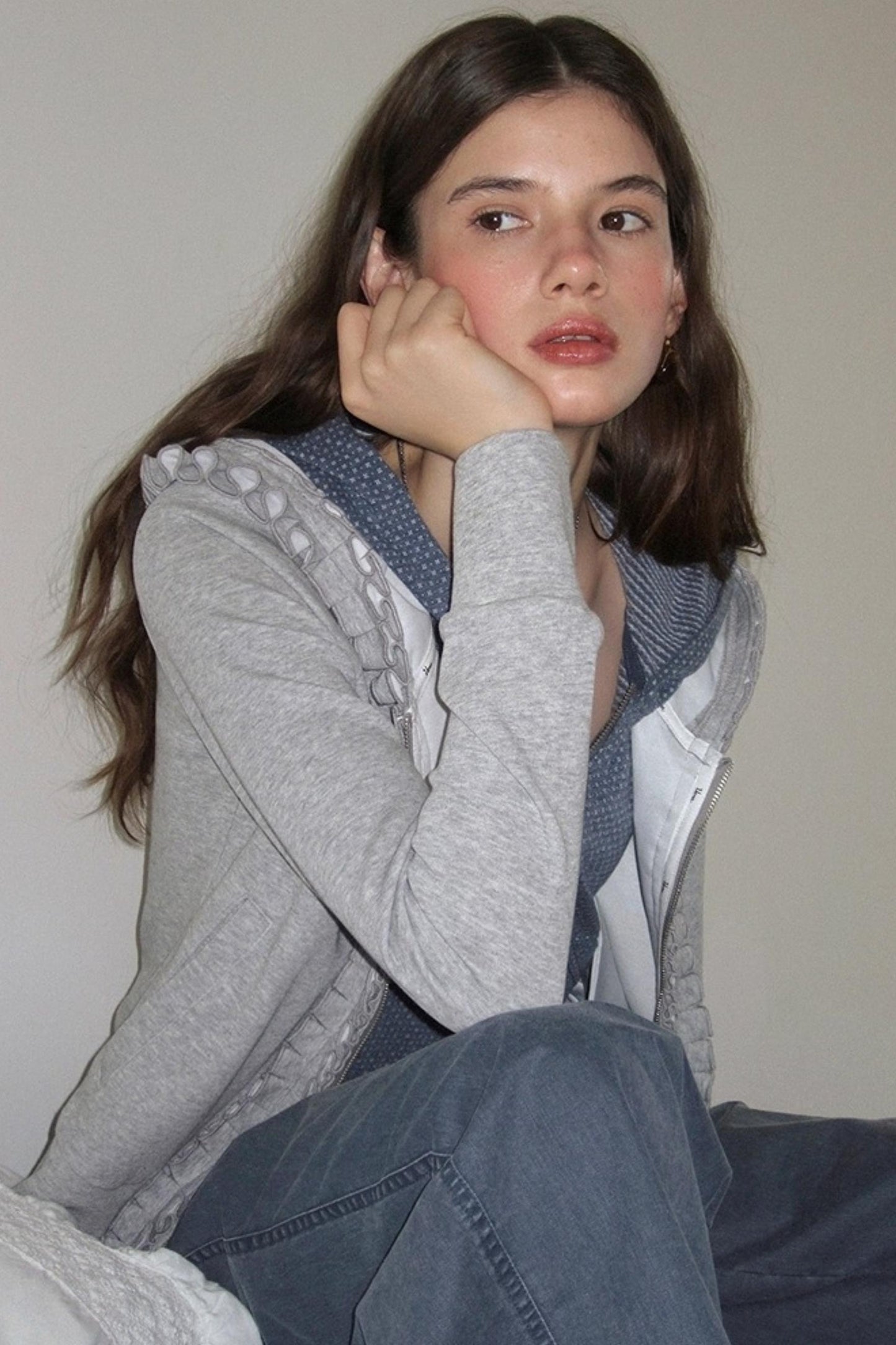 Fake Two-Piece Raglan Sleeve Hooded Jacket