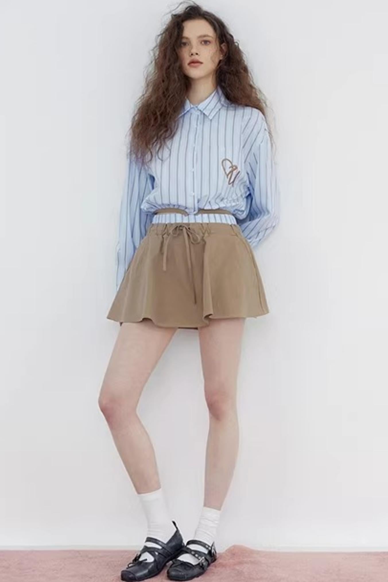 Blue Striped Heart Shirt Set-Up