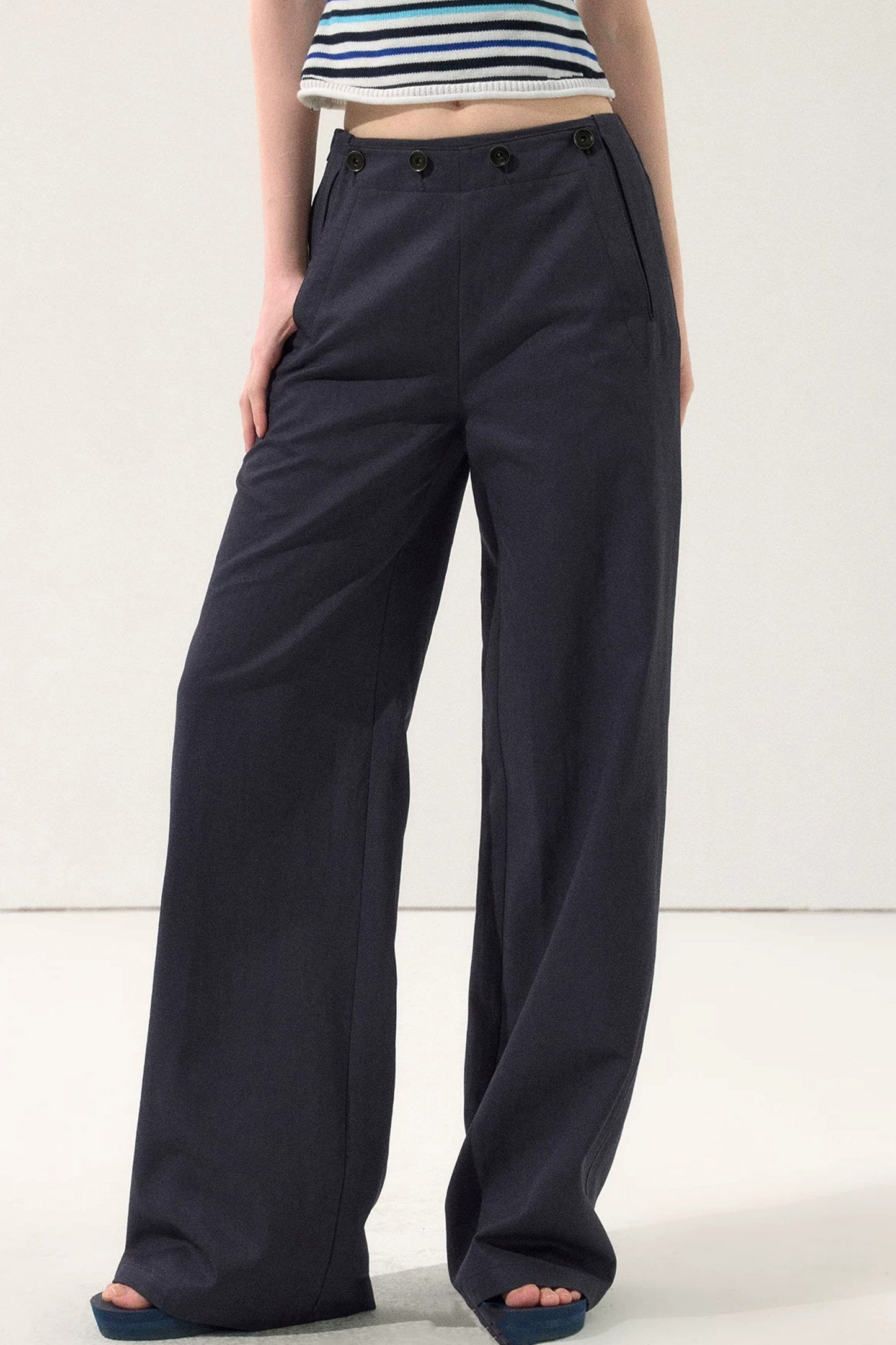 Vintage Draped Wide-Leg Pants
