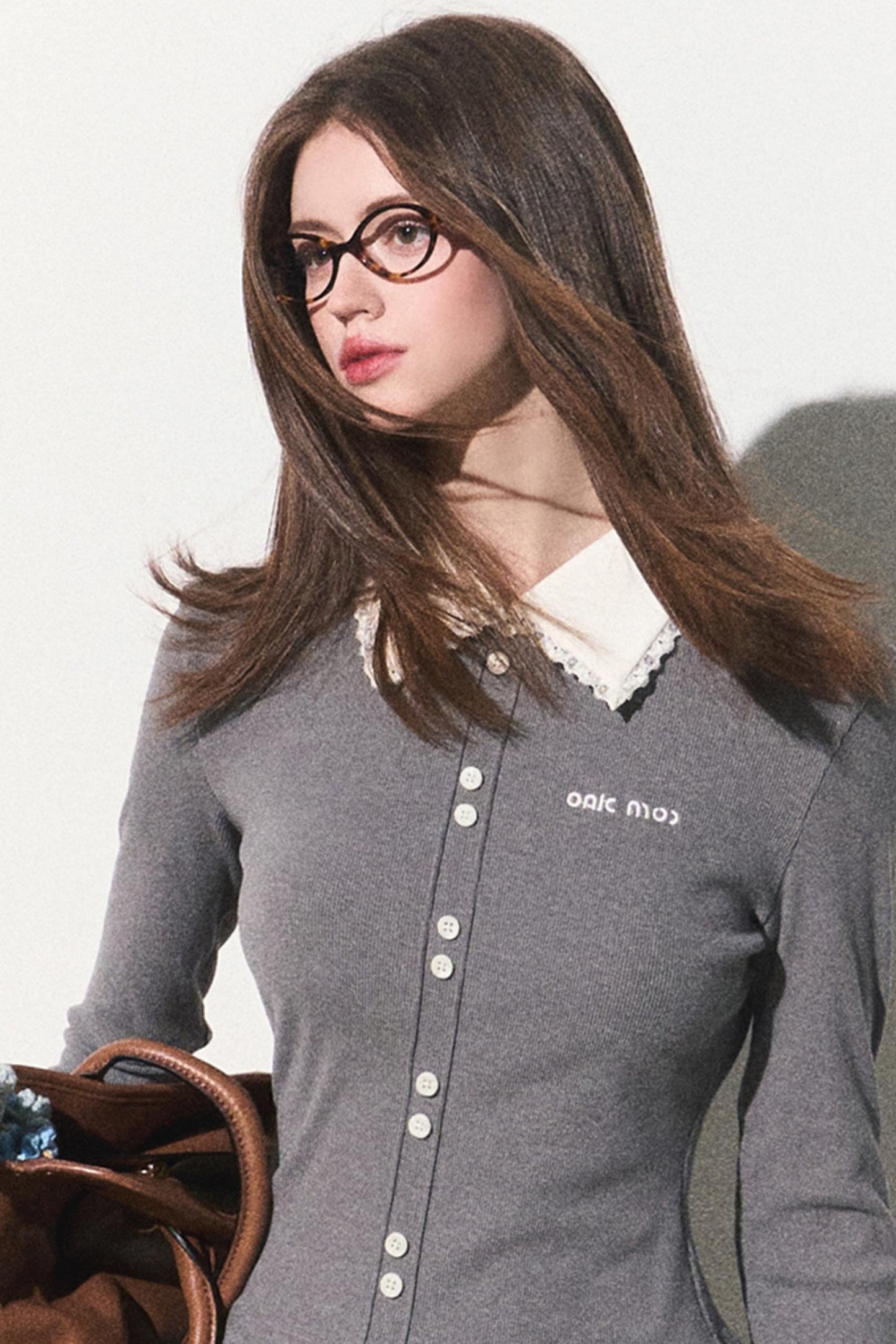 Casual Shirt Collar Knit Top