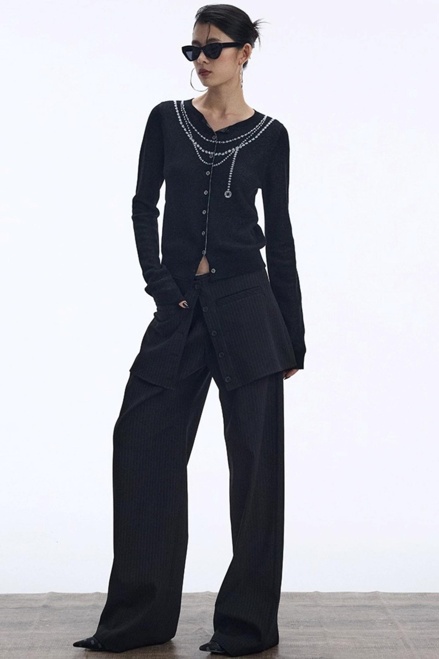 Contrasting Pearl Cardigan