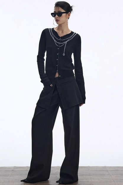 Contrasting Pearl Cardigan