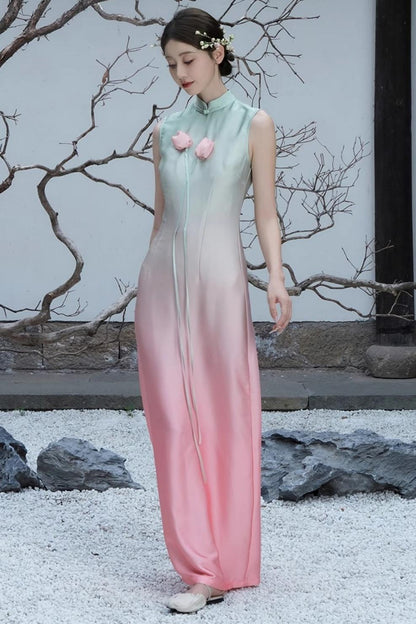 Romantic Floral Cheongsam Dress