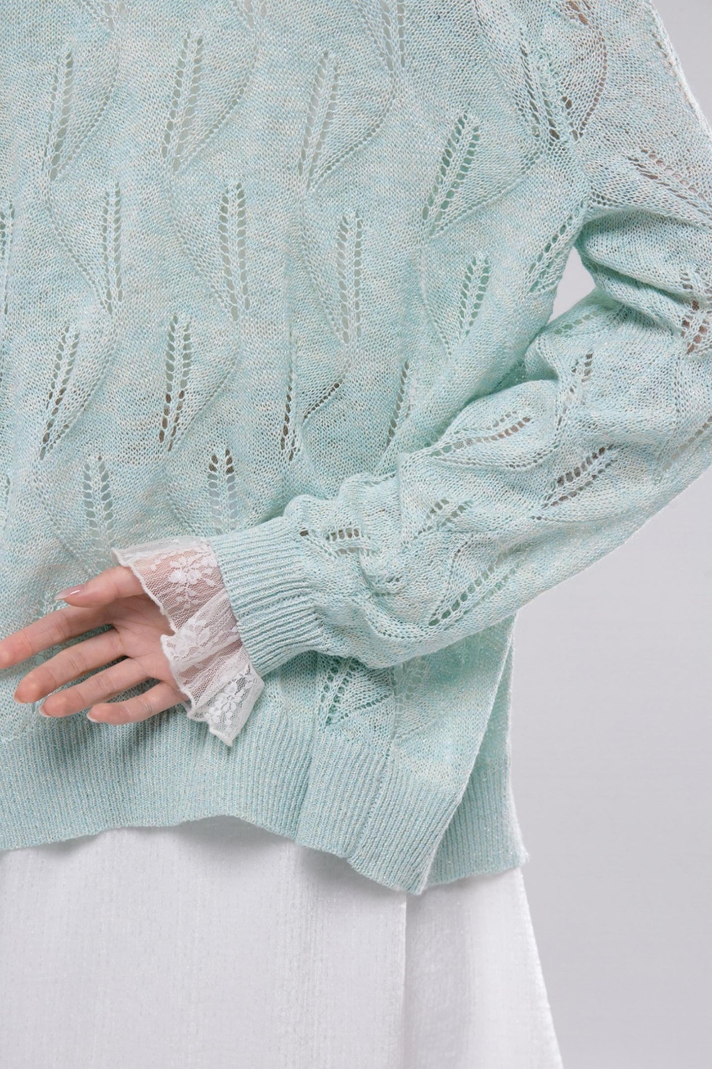 Airy Leaf Lace Knit Cardigan