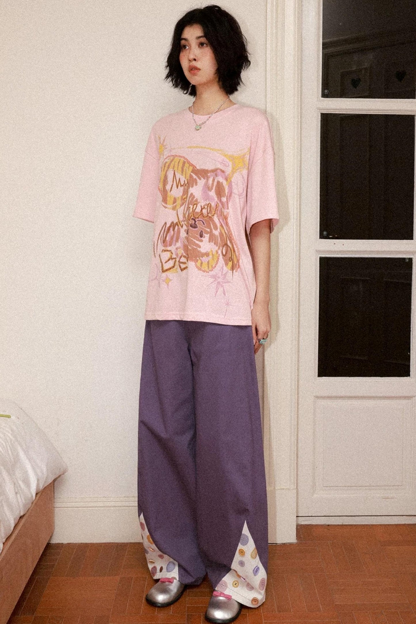 Eggplant Purple Button Pants