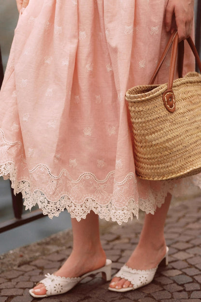 French Herringbone One-Shoulder Dress