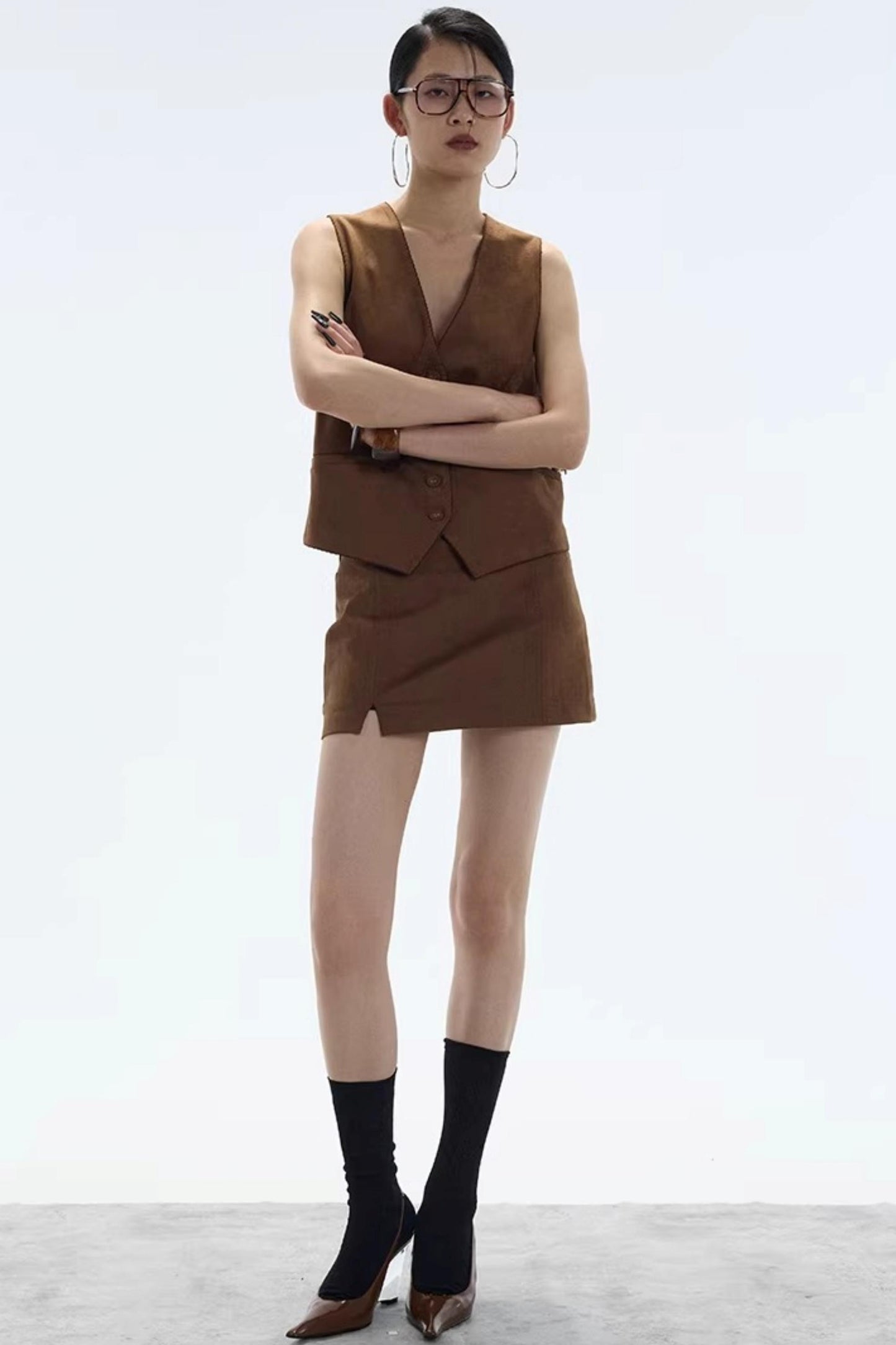 Hazelnut Suede Mini Skirt