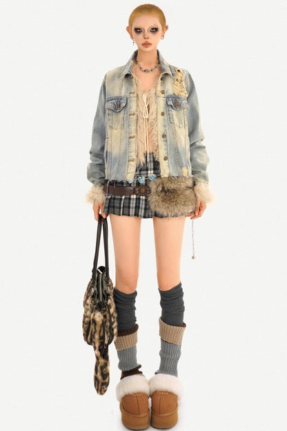 Gradient Distressed Denim Jacket
