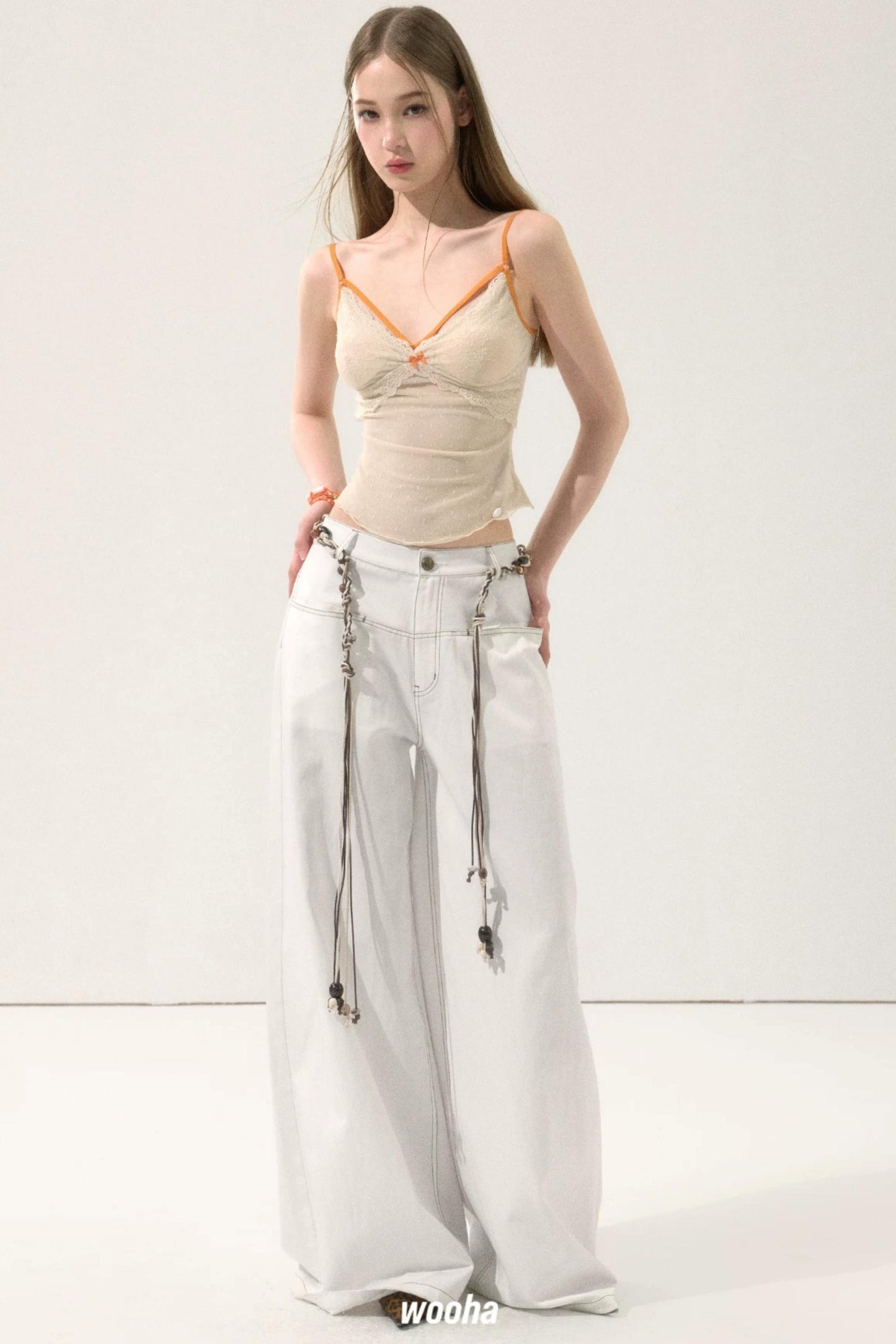 Retro Wide-Leg White Pants
