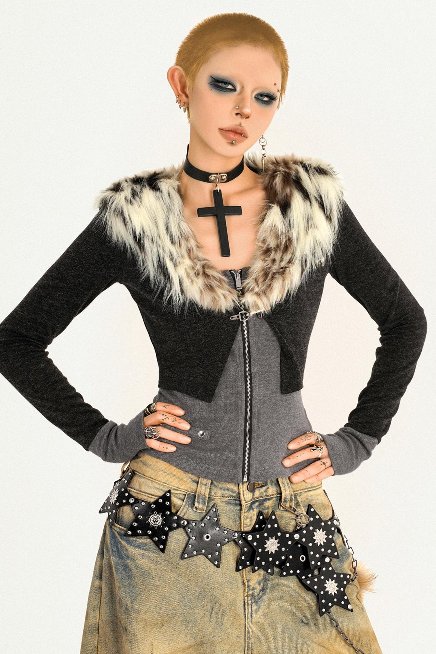 Leopard Print Fur Knitted Top