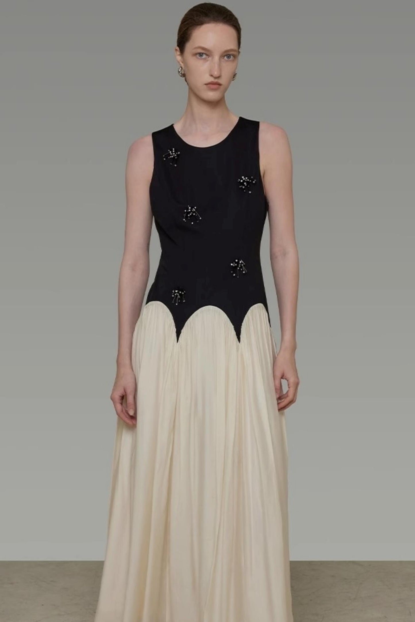 Color Clash Beaded Summer Dress