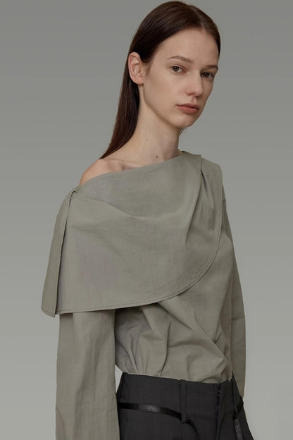 Double-Neck Slanted Shoulder Shirt