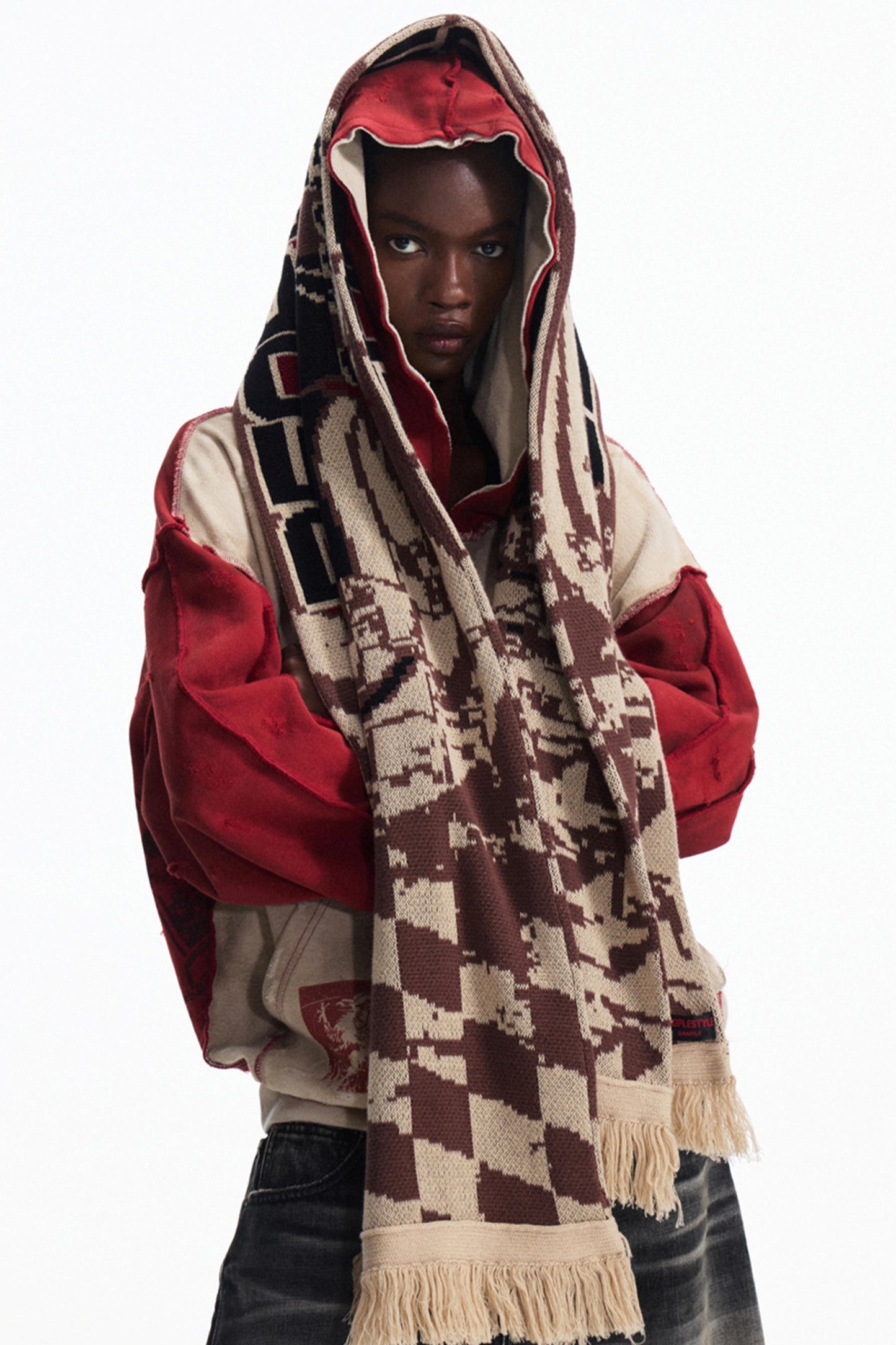 Distressed Scuffed Hooded Cardigan