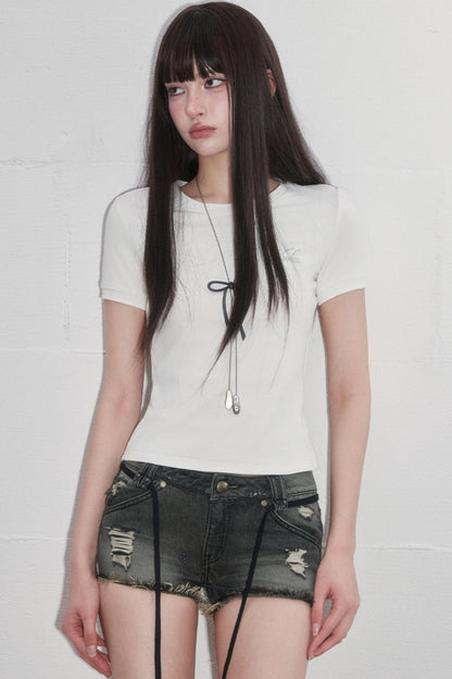 Solid Shoulder Hot Drill T-Shirt