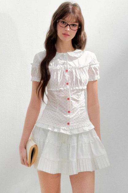Cotton Linen Polka Dot Top